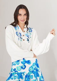Francie Sweater in Floral Embroidered Ivory