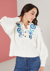 Francie Sweater in Floral Embroidered Ivory