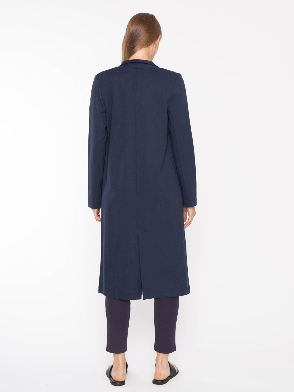 Ponte Knit Duster Jacket in Navy