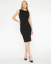 Ponte Knit Ruched Dress in Black