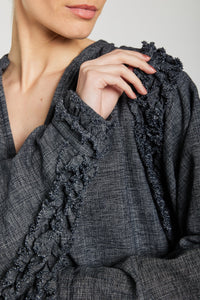 FW25CARSHI-v-de-vinister-carmen-ruffle-shirt-in-ash-grey-