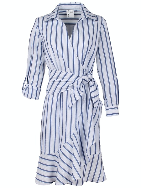 Farrah Wrap Dress in Seaworthy Stripe