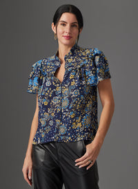 Dray Blouse in Blue Anemone