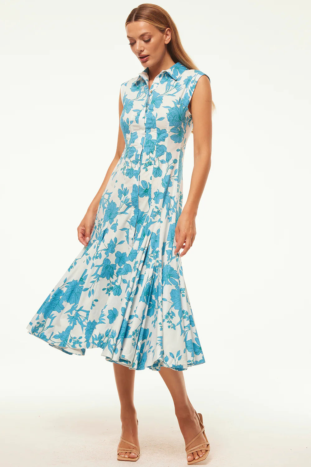 Charlotte Dress in Turquoise Flora