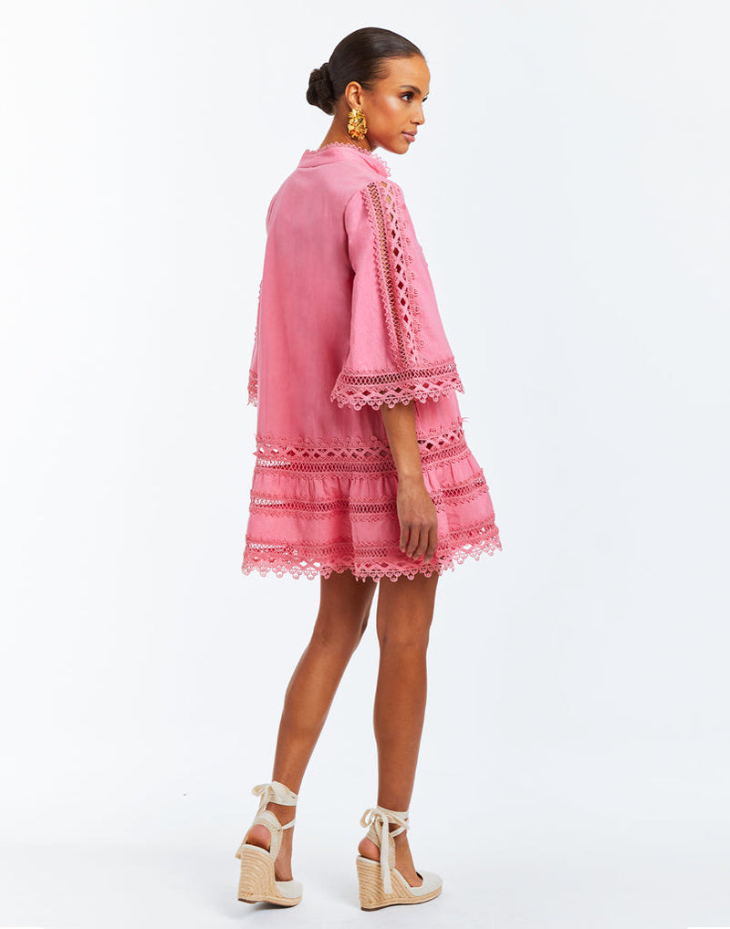 Goldie Lace Mini Dress in Pink