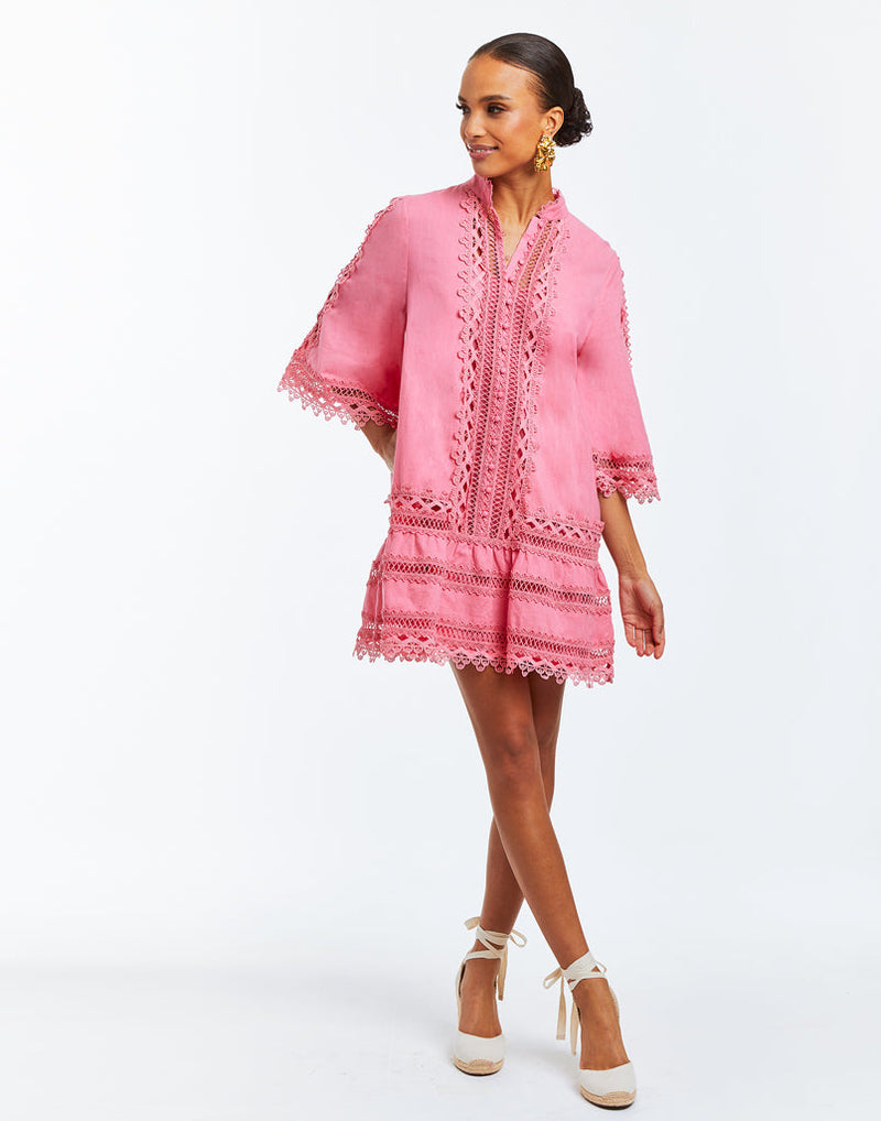 Goldie Lace Mini Dress in Pink