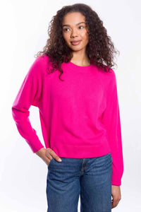 Color Pop Knit Sweatshirt in Cerise