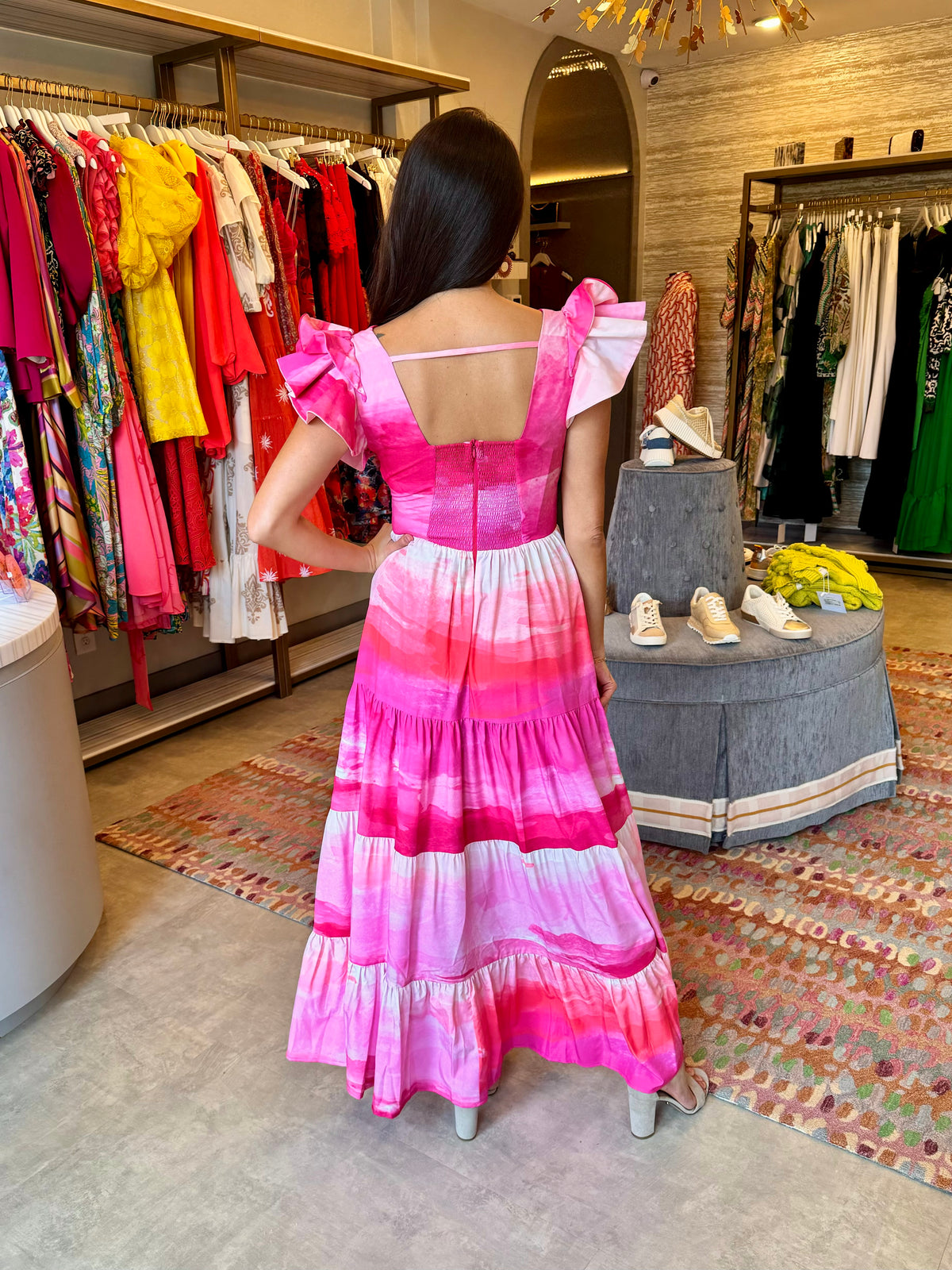 Double Caracol Dress in Pink Ombre