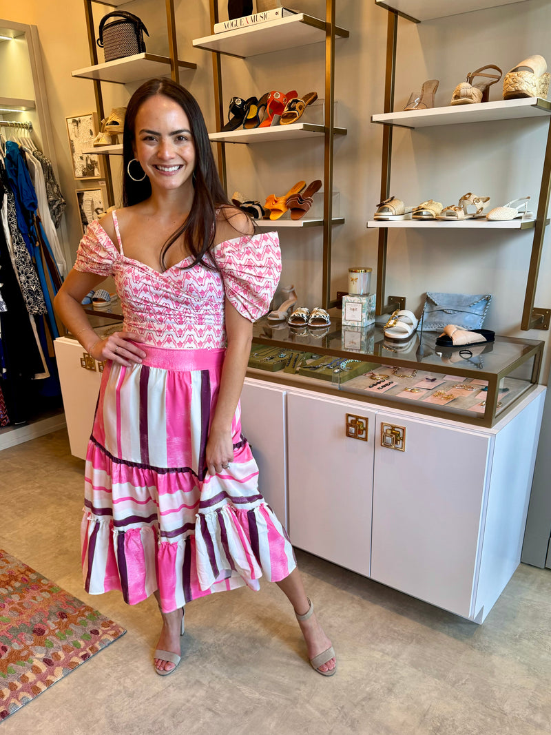 Leslie Skirt in Pink Stripe