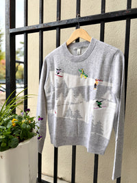 Snowscape with Skier Sweater in Cinderblock Combo