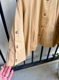 Button Down Capelet Jacket in Tan