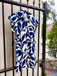 Bari Dress in Natural/Navy