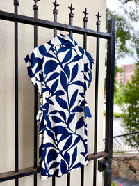Bari Dress in Natural/Navy