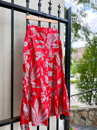 Button Front Skirt in Bengal Print