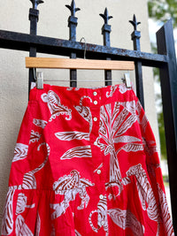 Button Front Skirt in Bengal Print