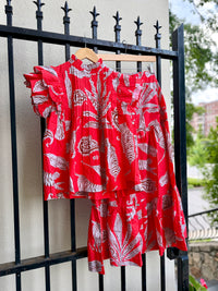 Button Front Skirt in Bengal Print
