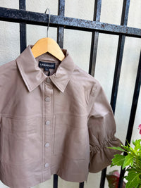 Carolina Ruffle Sleeve Jacket in Taupe