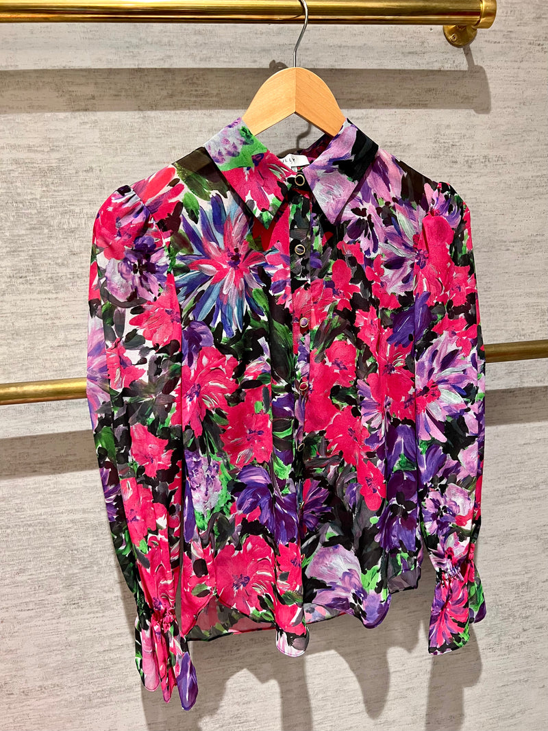 Lacey Floral Blouse in Purple Multi