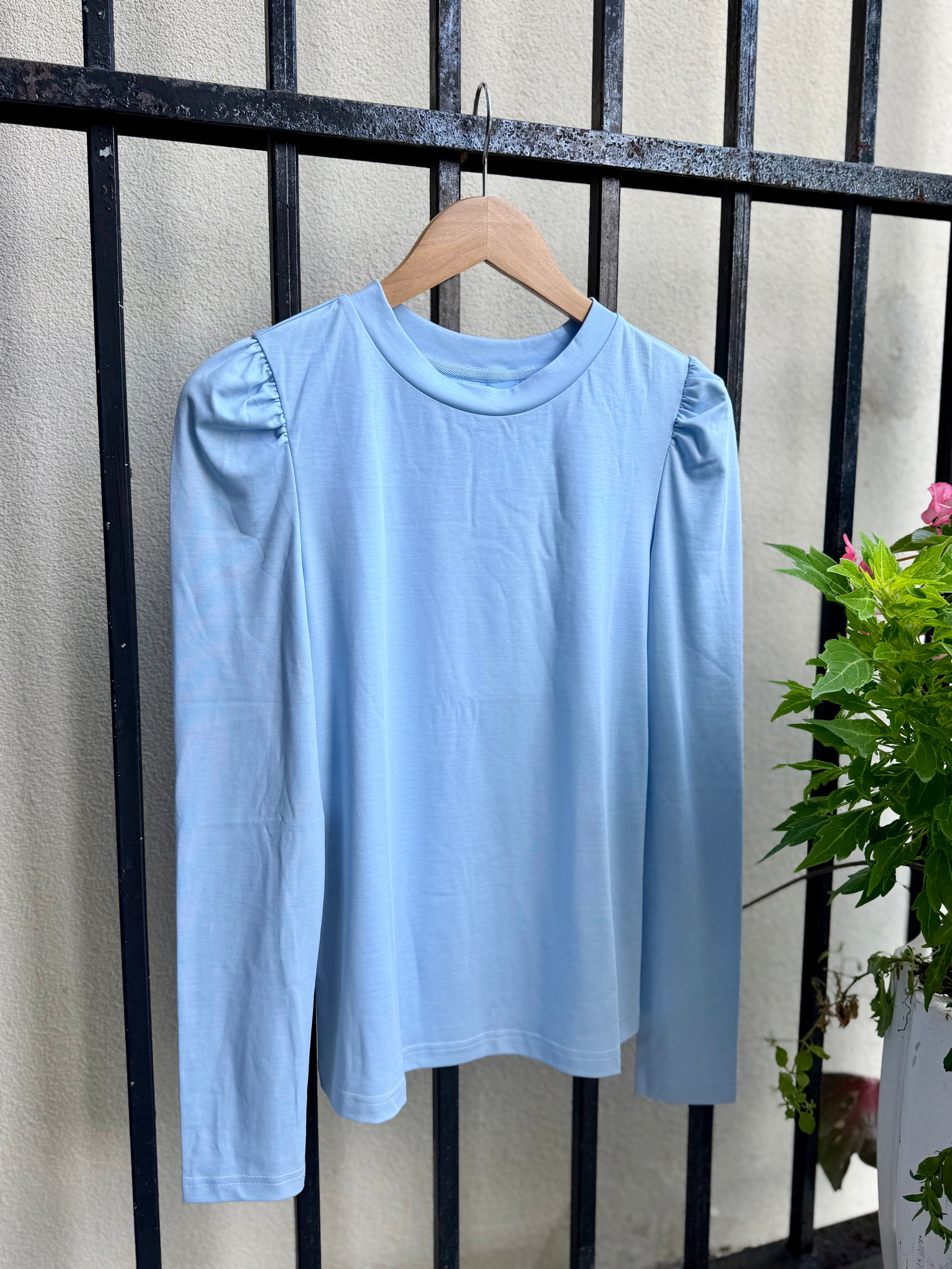 Maren Puff Sleeve Top in Sky