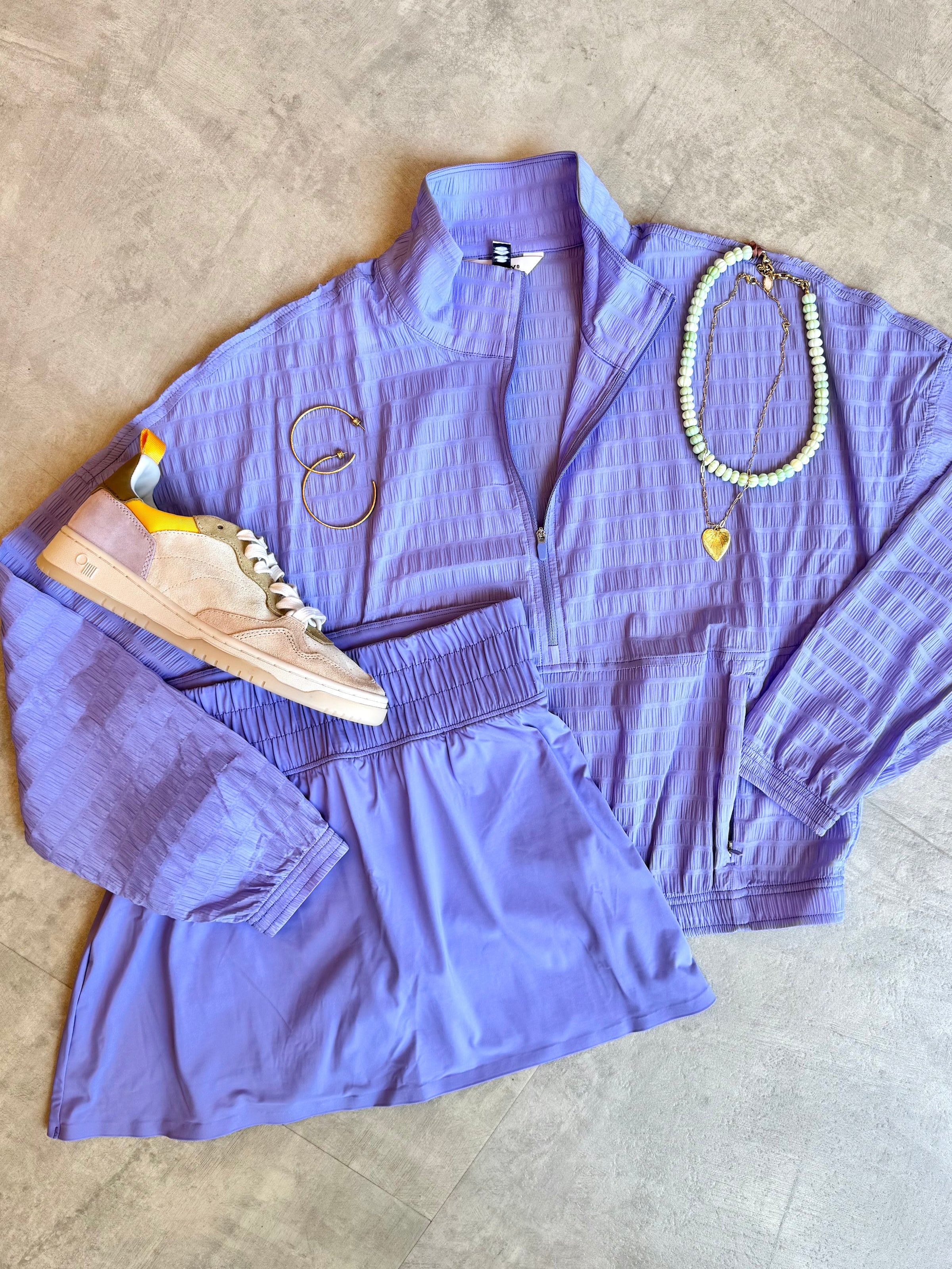 Get Moving Textured Half Zip Jacket in Amethyst