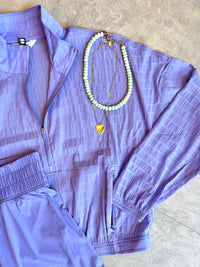 Get Moving Textured Half Zip Jacket in Amethyst