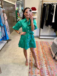 Cosmos Puff Sleeve Dress in Green