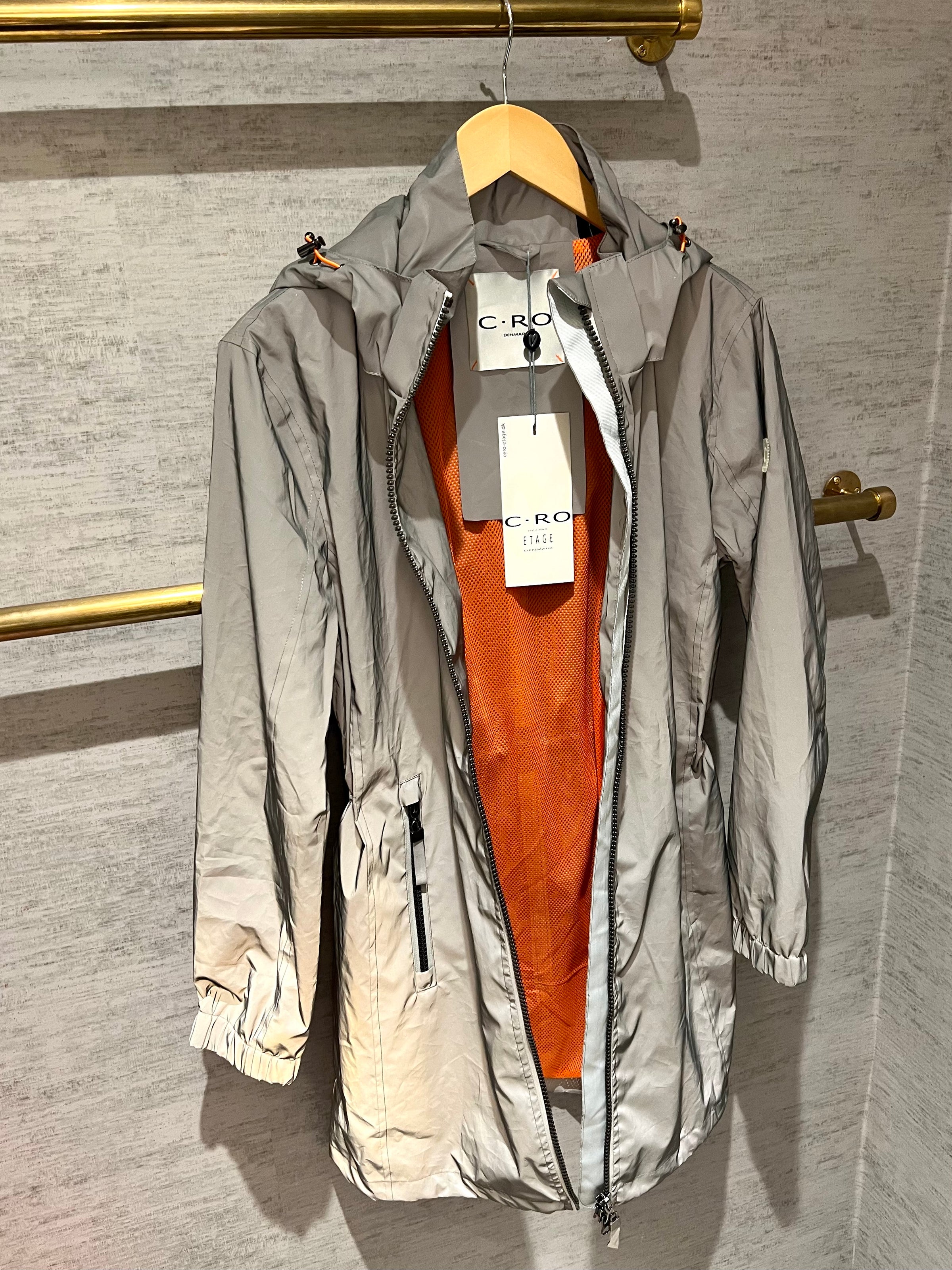 Reflective Hooded Rain Jacket in Grey
