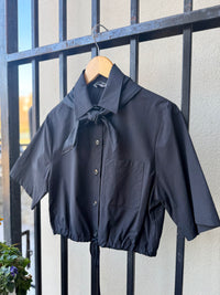 DC5232-ottod'ame-poplin-drawstring-waist-blouse-with-bandana-in-black-1