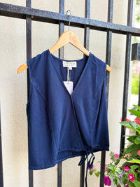 Kyle Wrap Top in Navy