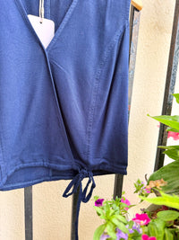 Kyle Wrap Top in Navy