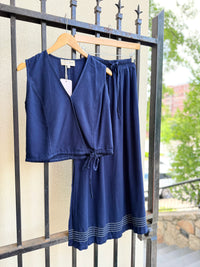 Kyle Wrap Top in Navy