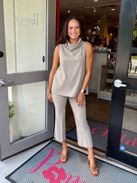 Cropped Flare Pant in Khaki