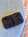Pleated Clutch in Black/Gold