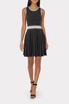 Vertical Texture Fit And Flare Dress in Black/Ecru