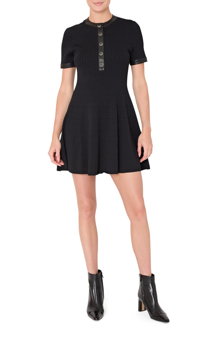 KQD600-milly-leather-detail-knit-mini-dress-black-1