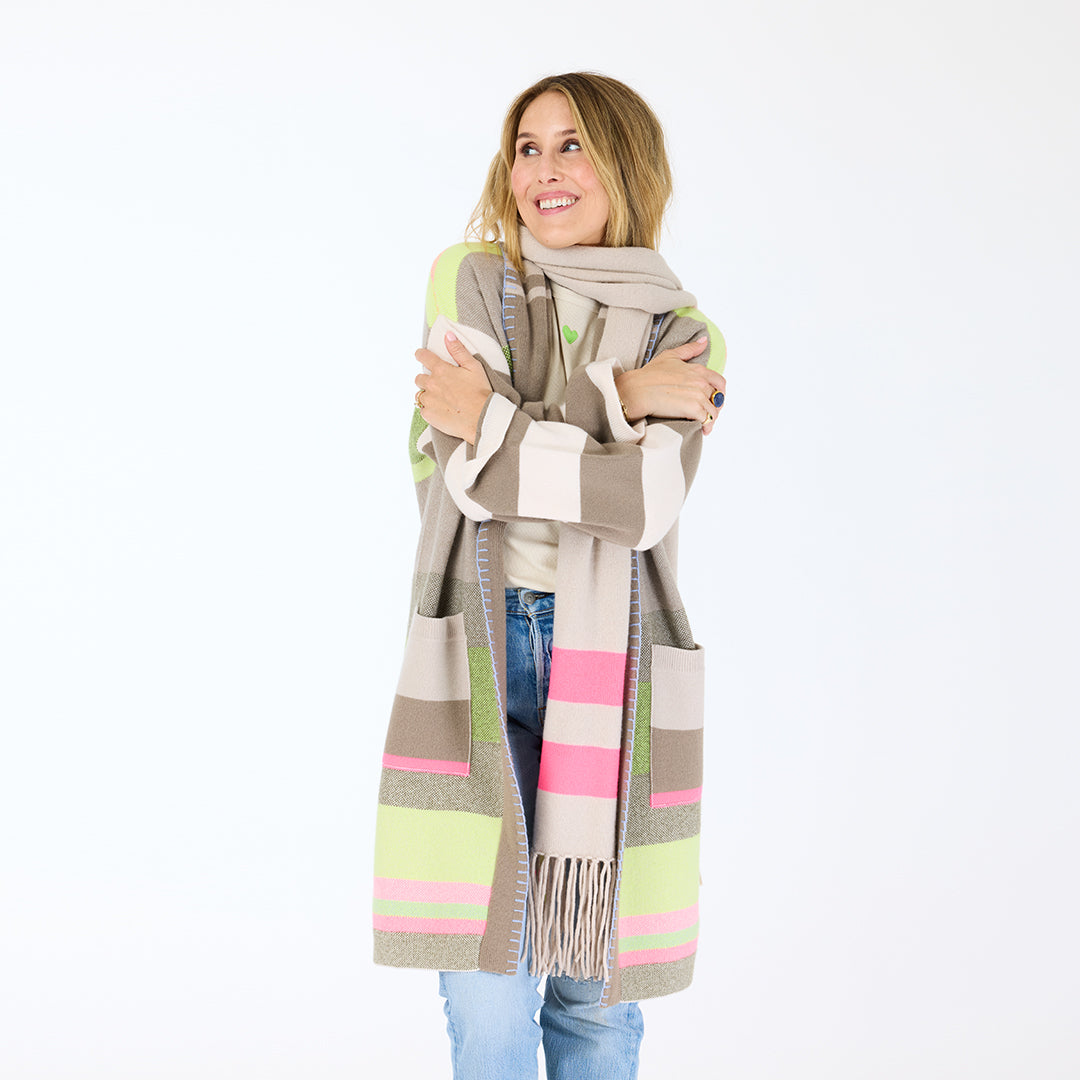 Shawl Collar Duster in Multi