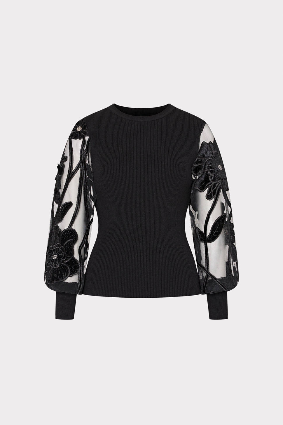 KRT717-milly-rosita-sheer-sleeve-creneck-sweater-in-black-3
