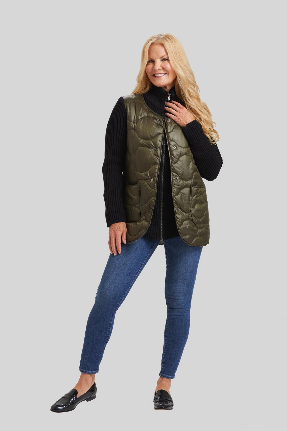 Quilted Go To's Knit Combo Jacket in Olive/Black