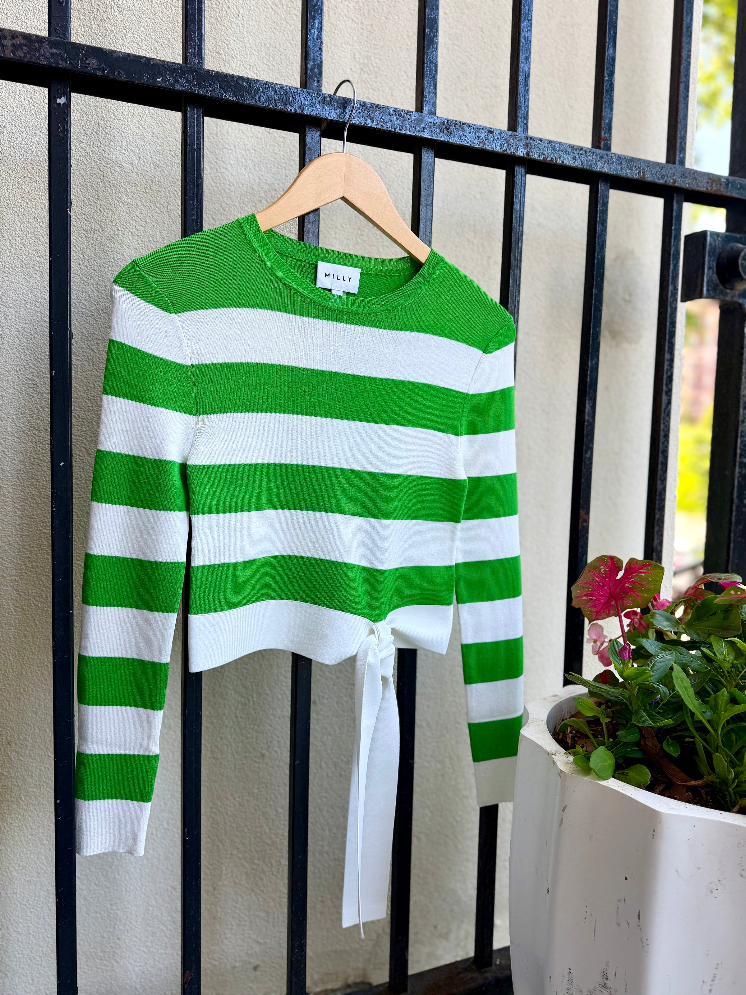 KUT746-milly-gia-stripe-waist-tie-knit-pullover-in-green-white-1