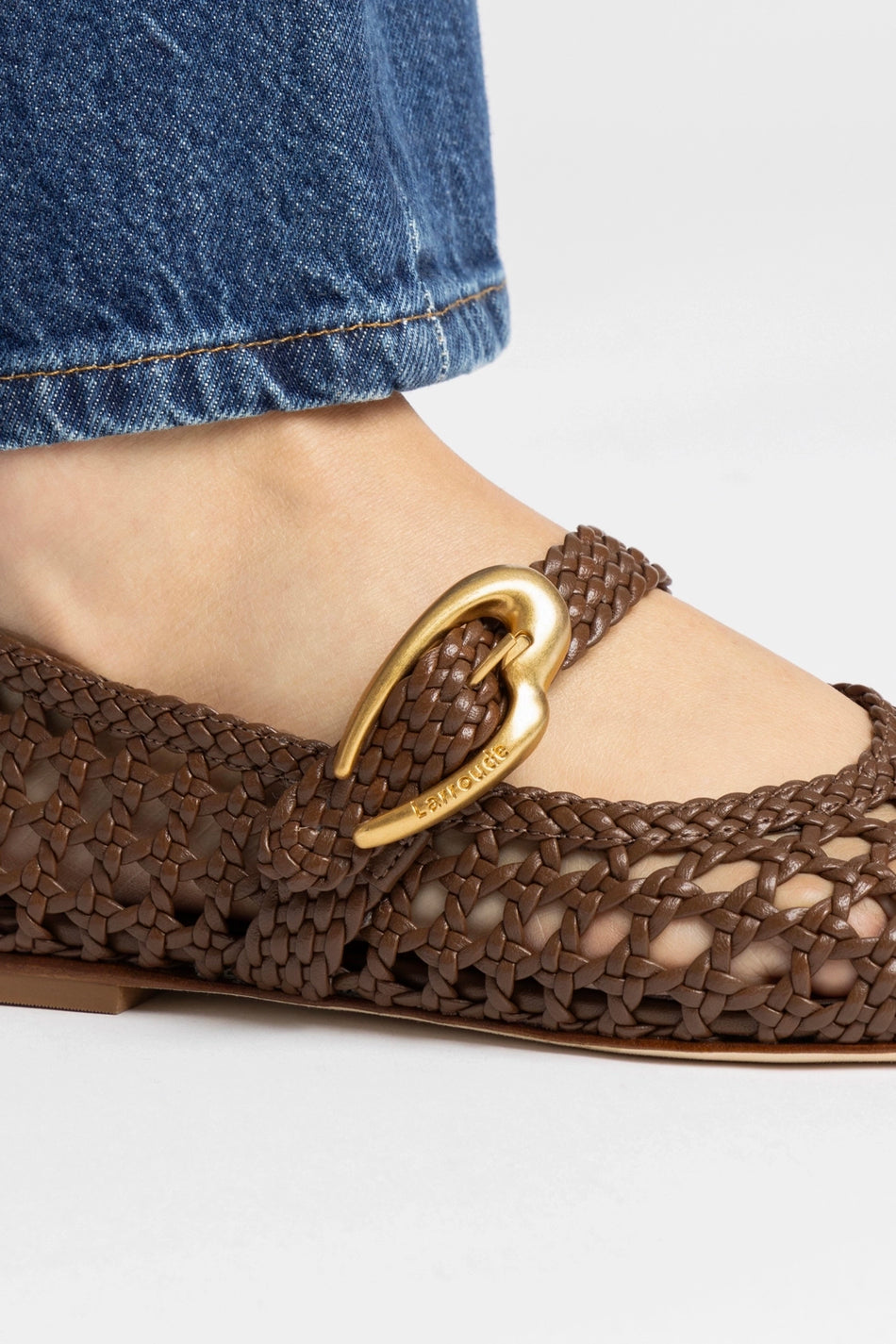 Larroudé Verona New Macrame Flats in Burnt Umber Leather – Poppy's