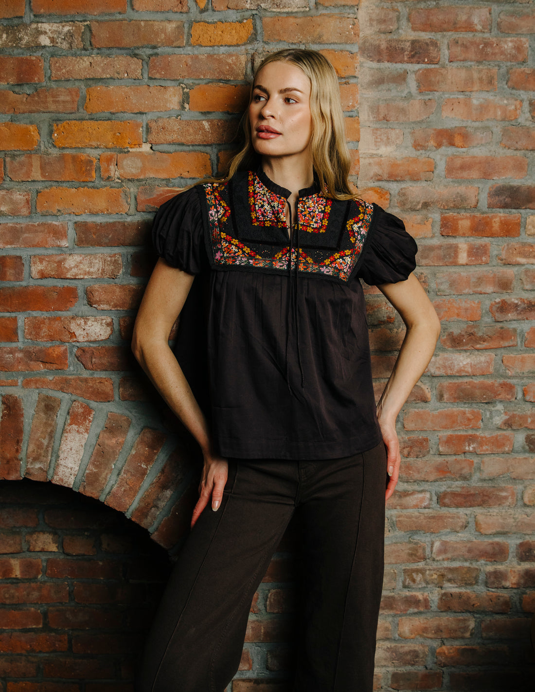 L2508-3297-love-the-label-molly-top-embroidered-yoke-puff-sleeve-black-1