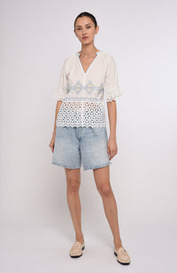 Poet Top in Lydian Embroidery