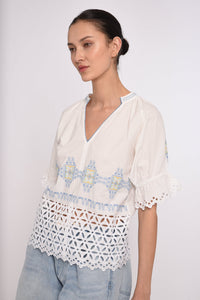 Poet Top in Lydian Embroidery