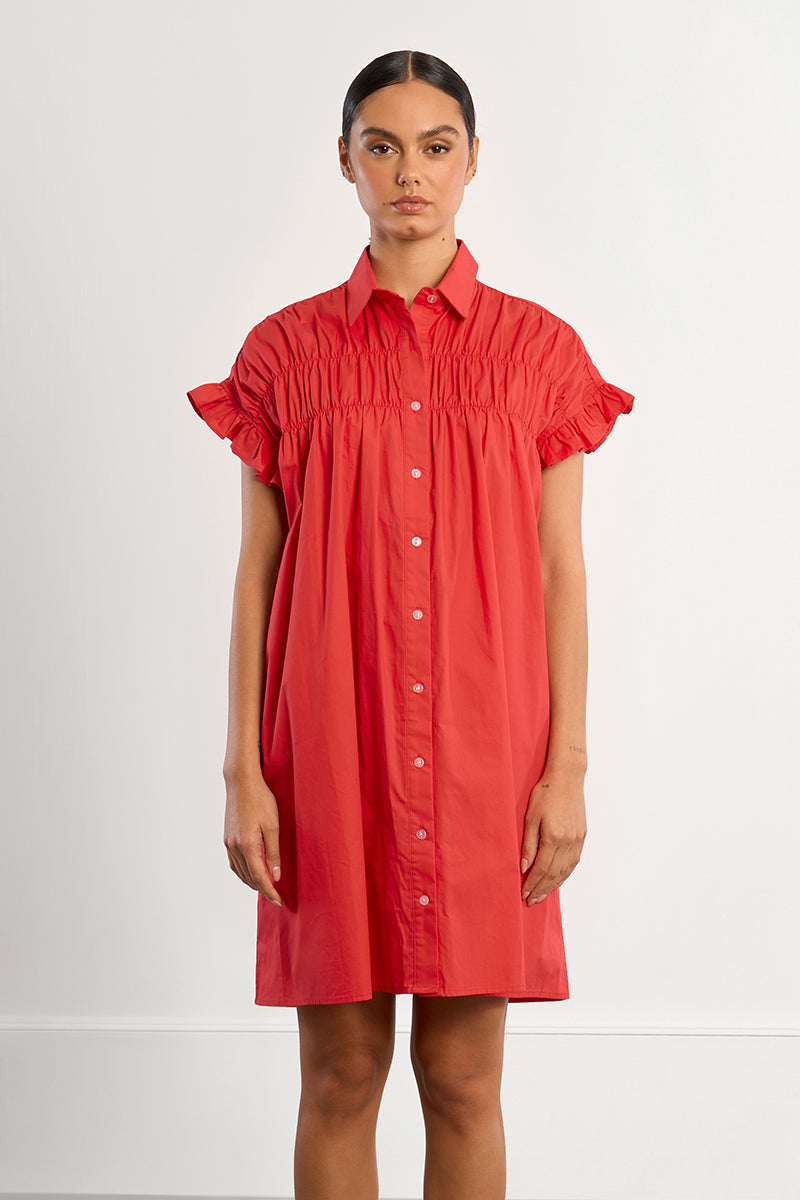LAL154AEP-molly-bracken-gathered-shirt-dress-in-red-1