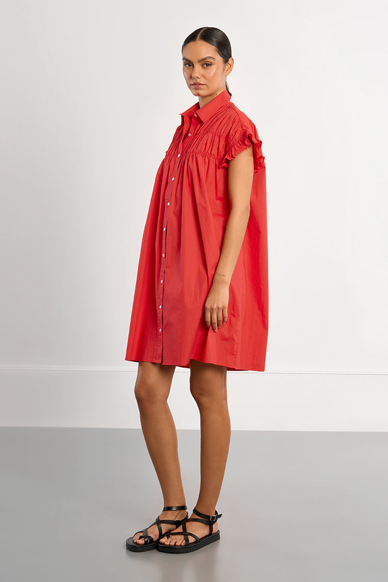 LAL154AEP-molly-bracken-gathered-shirt-dress-in-red-1