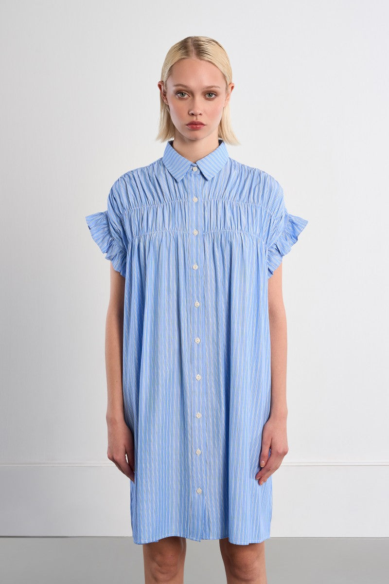 LAL154CEE-molly-bracken-gathered-shirt-dress-in-blue-1
