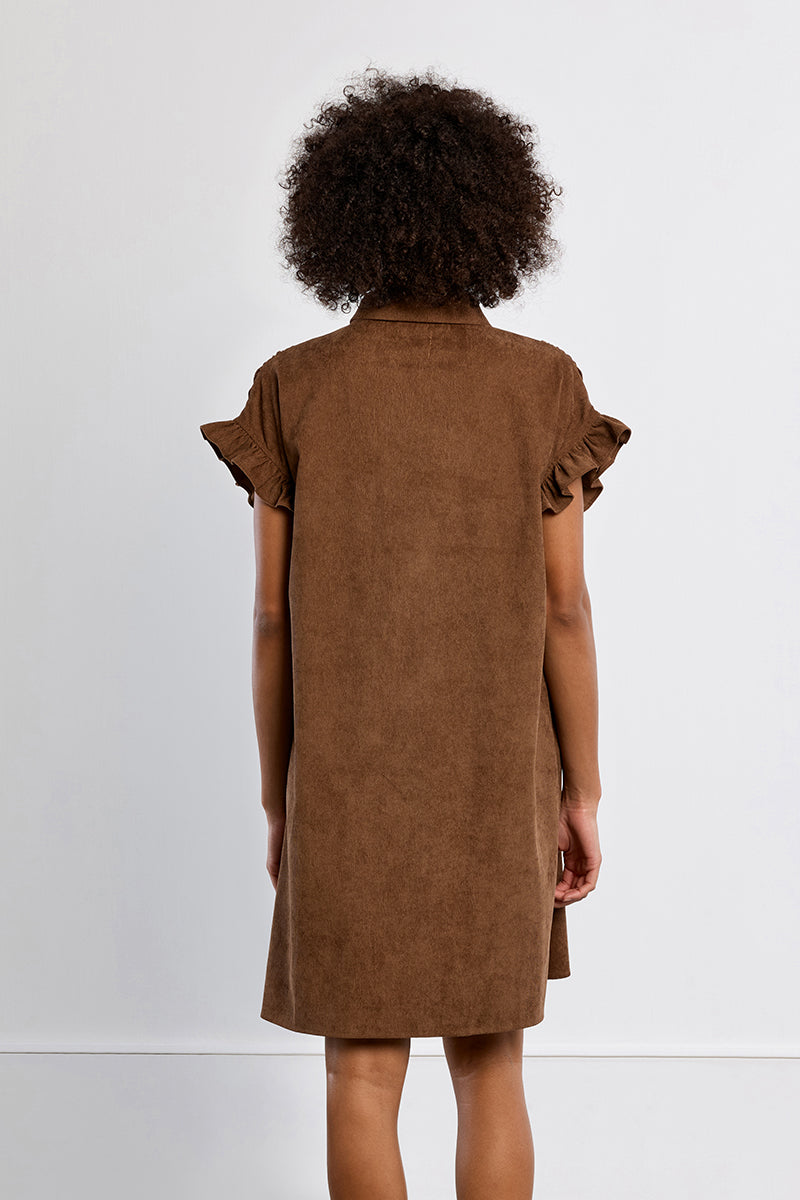 LAL154EN-molly-bracken-smocked-corduroy-shirt-dress-choclate-1