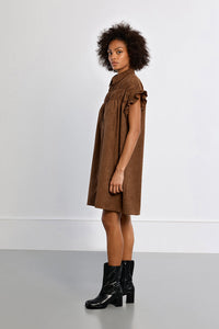 LAL154EN-molly-bracken-smocked-corduroy-shirt-dress-choclate-1