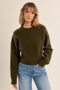 LAS148EN-Molly-Bracken-ribbed-cropped-sweater-khaki-1