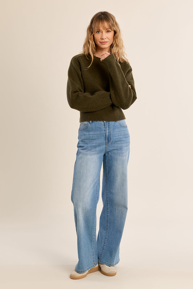 LAS148EN-Molly-Bracken-ribbed-cropped-sweater-khaki-1